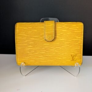 Authentic Louis Vuitton Yellow Epi Leather Kisslock Wallet